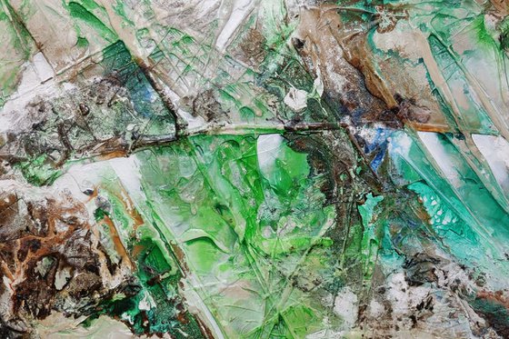 Lime and Cinnamon 240cm x 100cm Green Cream Abstract Art