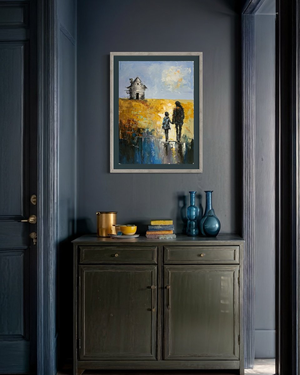 Expressive Portrait Oil Painting By Vita Schagen, 20 X 28", New Beginning., Original Artwork