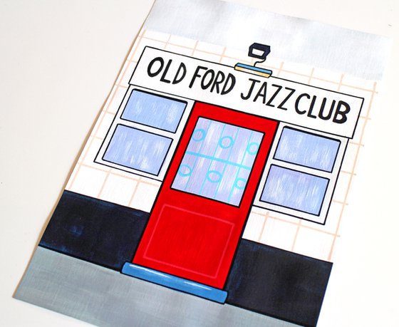 Old Ford Jazz Club, East London - Painting on Unframed A4 Paper