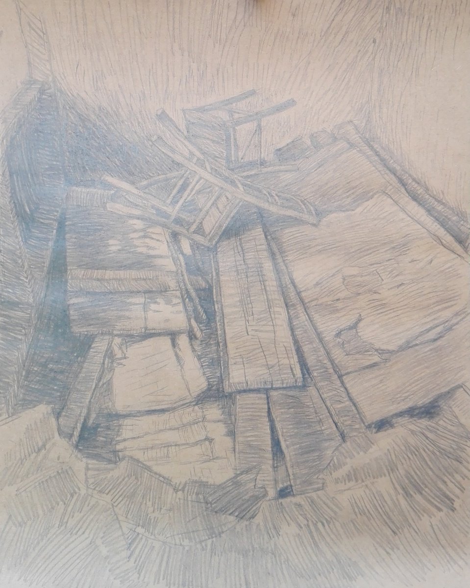 Still Life Pencil Drawing By Zlatina Krusteva, 20 X 25", "Two Chairs", Original Artwork