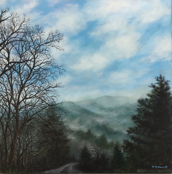 Blue Ridge Morning Mists - oil 23.75X23.75 inch canvas (SOLD)