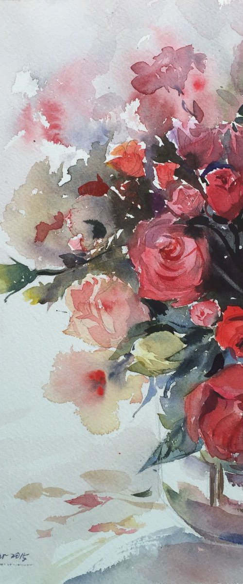 Vase of roses 4 by Jing Chen