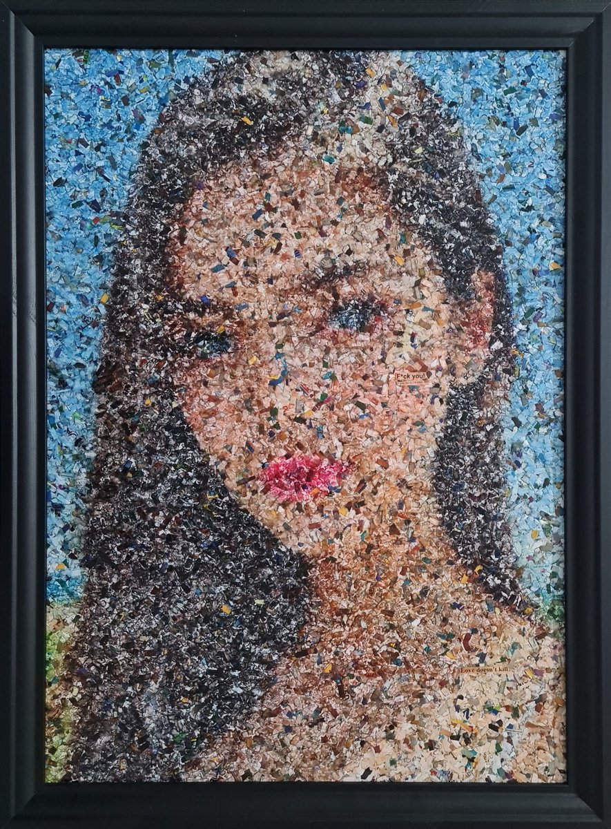 Impressionistic Portrait Collage By Alessio Mazzarulli, 22 X 30, Not Your Doll - 06 (N.665), Original Artwork