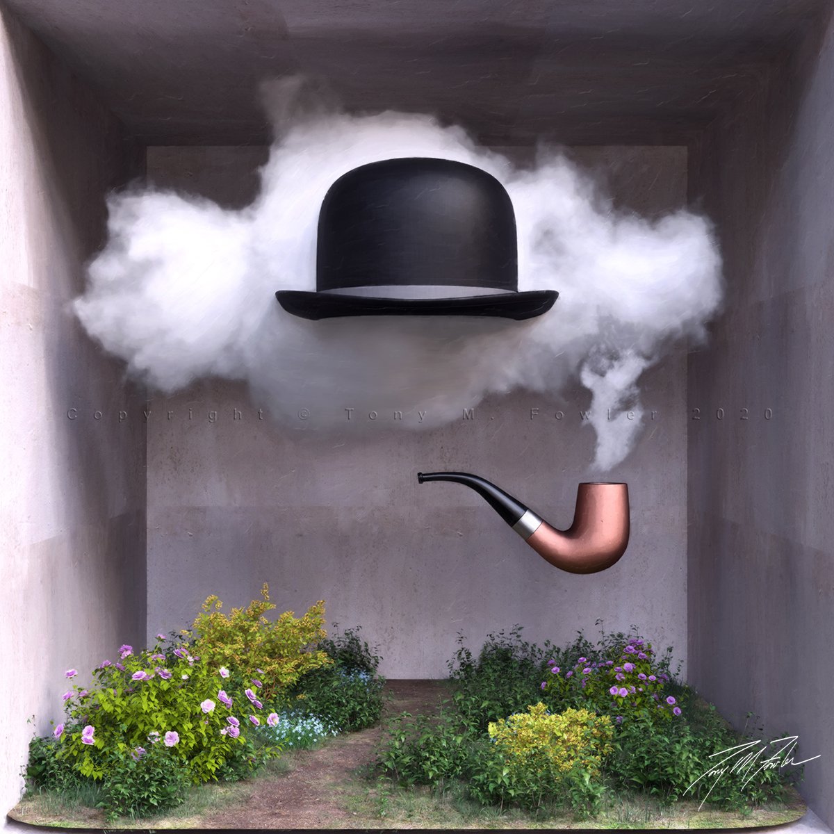 Surrealistic Portrait Giclee Print By Tony Fowler, 29 X 29", Cloudseeder, Original Artwork