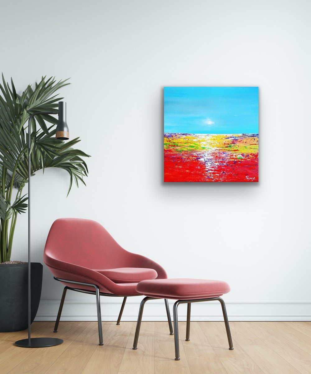 Blue Sky And Red Ocean By Pooja Verma, 24 X 24, Artwork For Sale On Artfinder