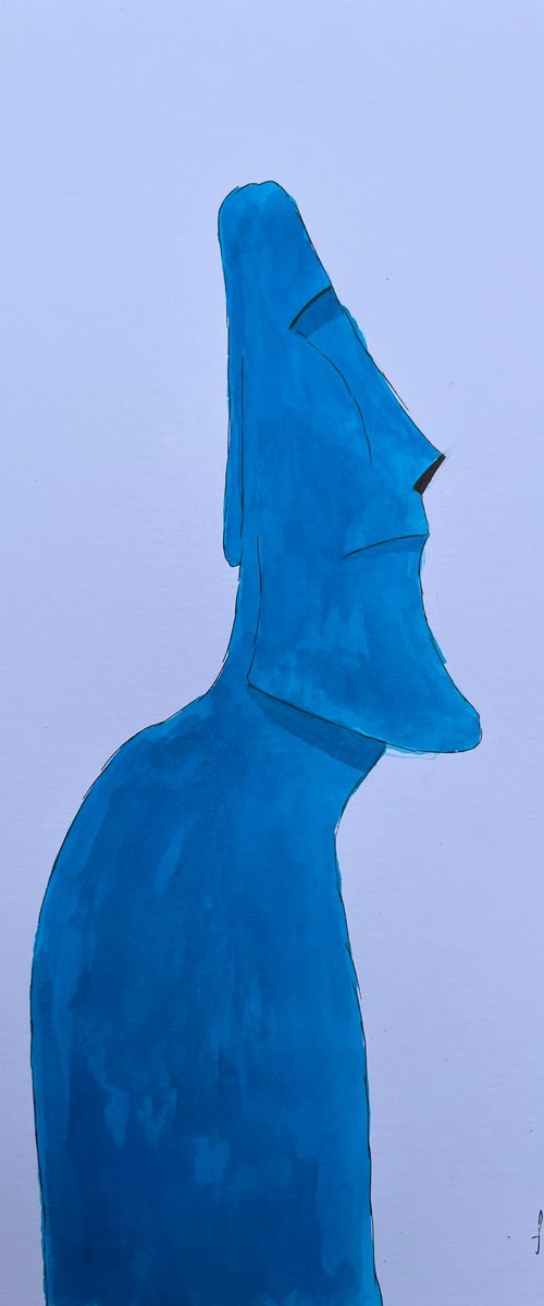 Blue Moai by Cadiou Frederic