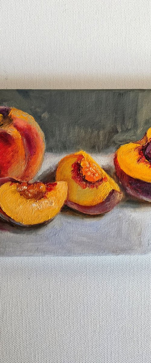 Peaches painting by Leyla Demir