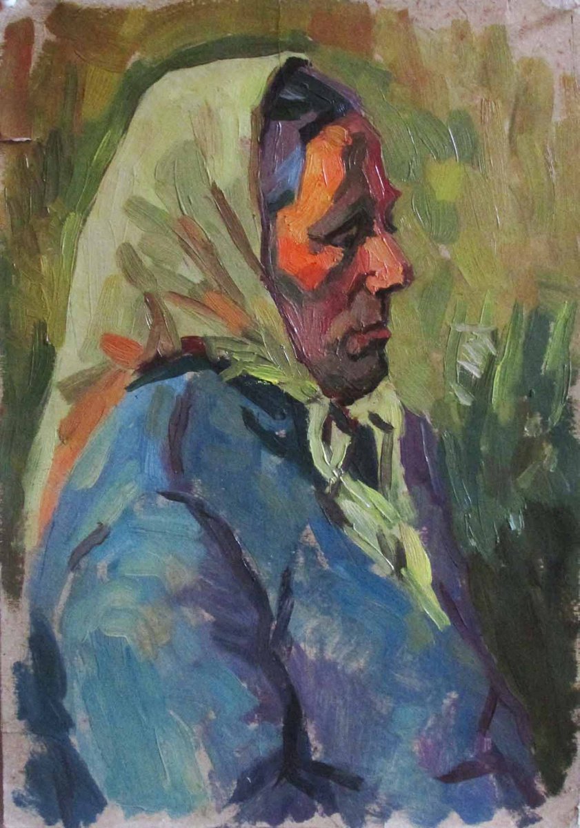 Impressionistic Portrait Oil Painting By Kateryna Bortsova, 12 X 17", Painting Of Portrait Of Old Woman, Original Artwork
