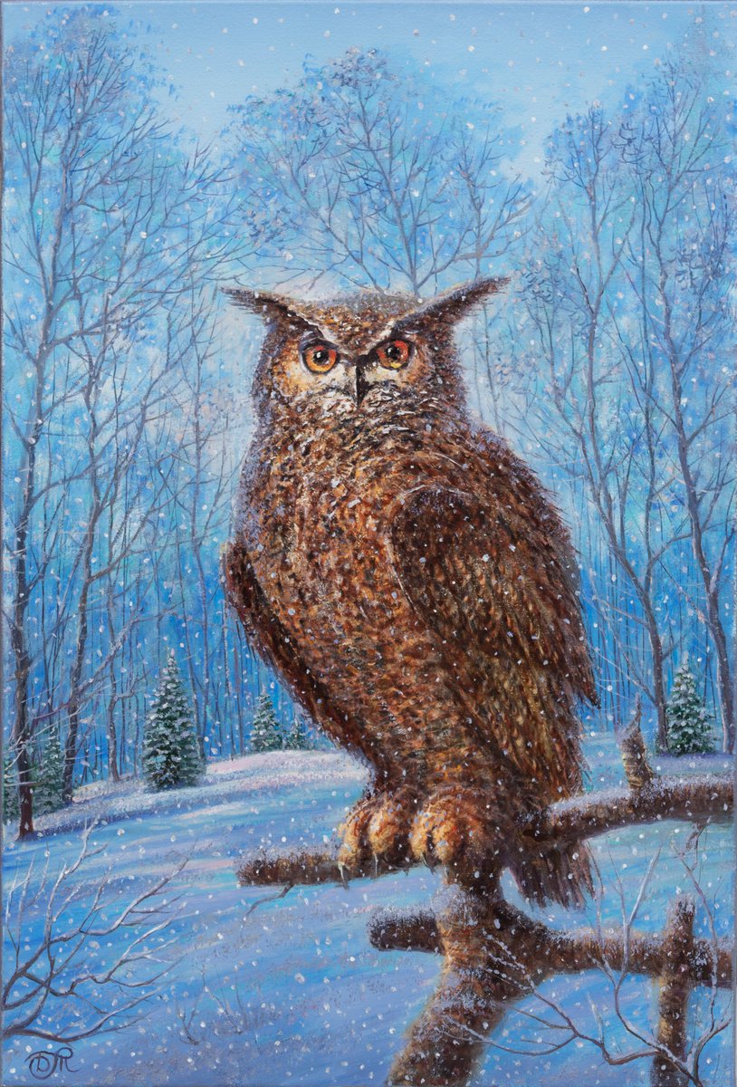 Winter landscape with owl by Dmitrij Tikhov