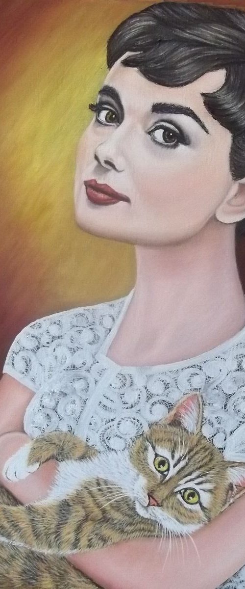 Lady and a cat by Sofya Mikeworth