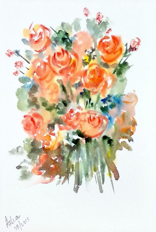 Bunch of orange roses by Asha Shenoy
