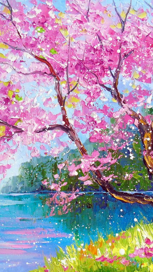Cherry blossom by the river by Olha Darchuk