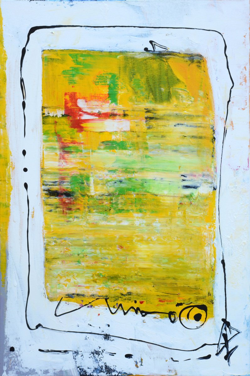 Abstract Acrylic Painting By Jianzhe Chon, 24 X 35, Abstract 037, Original Artwork