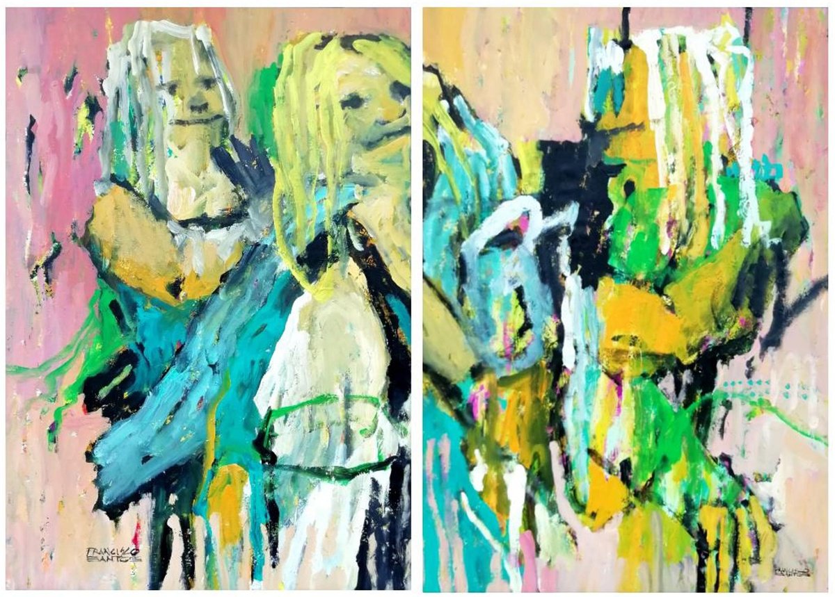 Expressive Portrait Acrylic Painting By Francisco Santos, 55 X 39, Hamlet, Original Artwork