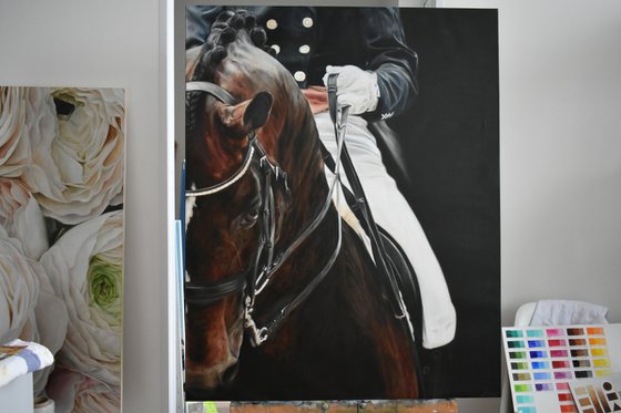 Oil painting with horse and rider 80 * 100 cm by Ivlieva Irina