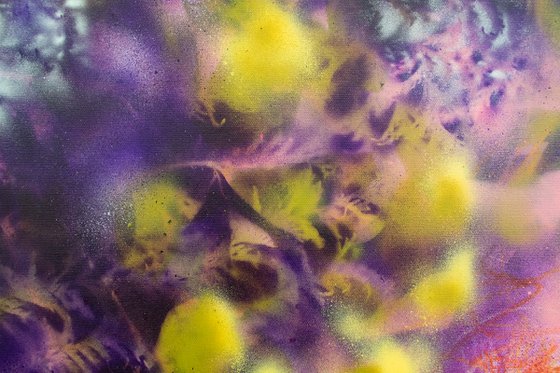 Pink evanescence - semi-abstract spray paint - modern floral - contemporary nature - decorative street art LARGE SIZE UNSTRETCHED