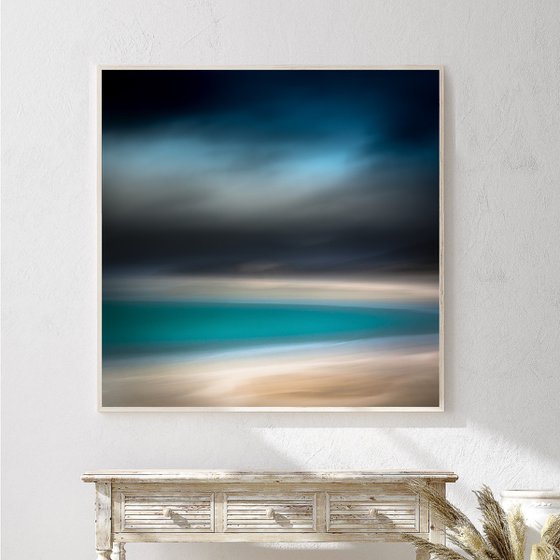Blue Rain Over Harris - Extra large canvas teal abstract