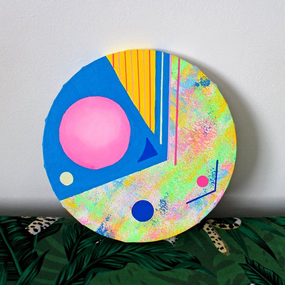 Abstract Circle #2 Painting on Round Canvas
