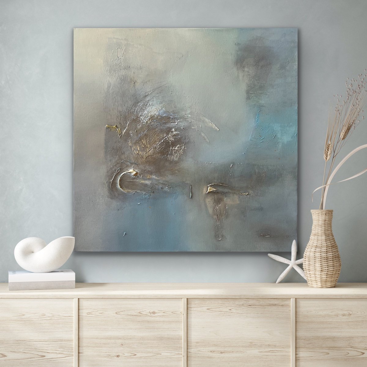 Abstract Acrylic Painting By Indie Ru, 28 X 28, In The Fog, Original Artwork