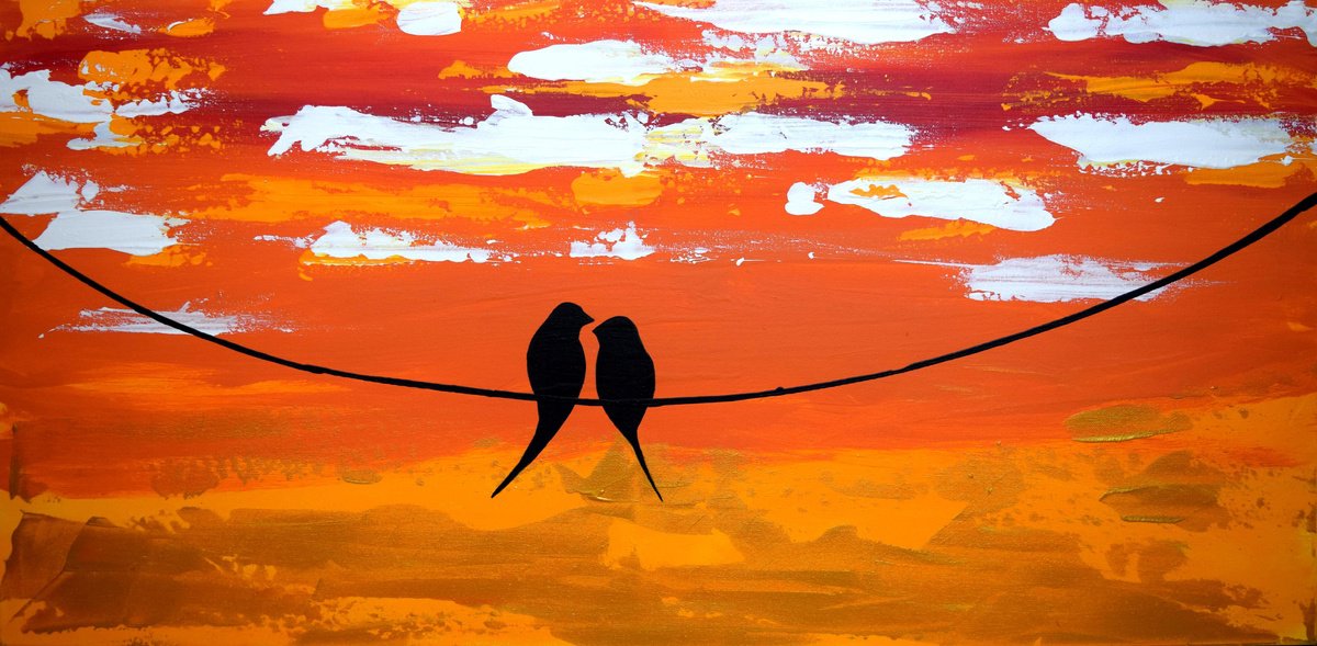 Impressionistic Animal Acrylic Painting By Stuart Wright, 39 X 20", Sitting In The Sunshine, Original Artwork