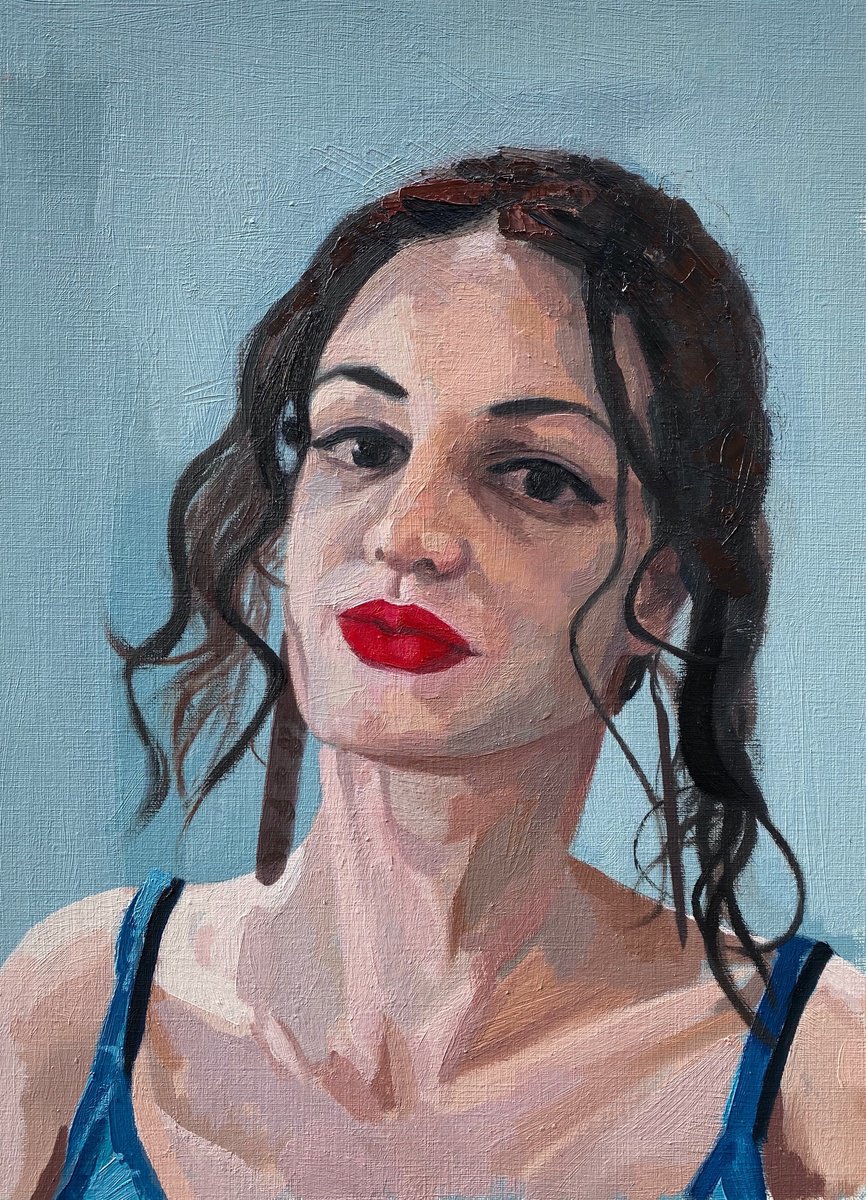 Expressive Portrait Oil Painting By Andrew Newton, 11 X 17, Female Portrait 1, Original Artwork