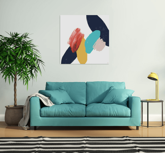 Square abstract painting with bold shapes 290320231