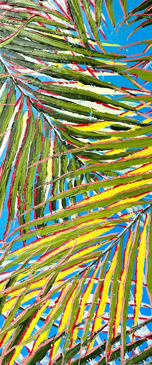 Rustle - palm trees / nature abstraction impasto oil painting by Elena Adele Dmitrenko
