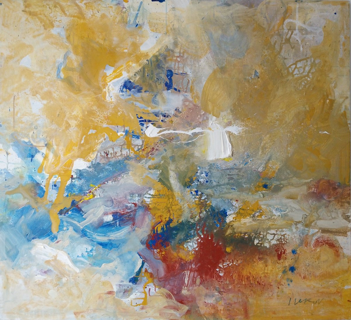 Abstract Acrylic Painting By Ivo Lekov, 43 X 39, Parallel Worlds Of, Original Artwork