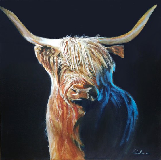 Highland cow painting, made in Scotland art