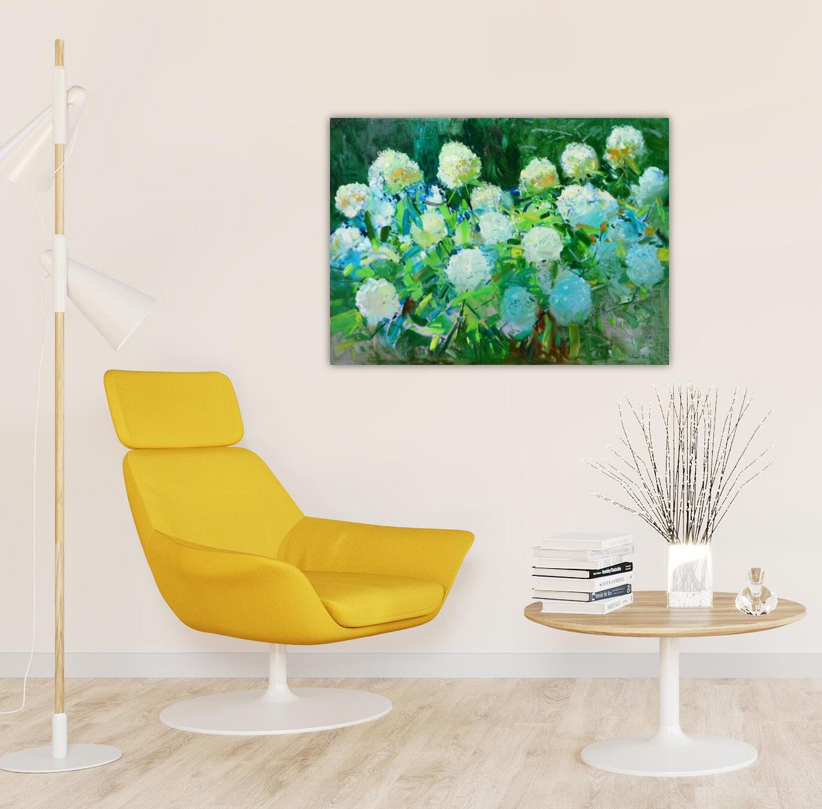Impressionistic Botanical Oil Painting By Yehor Dulin, 43 X 31", " Hydrangea ", Original Artwork