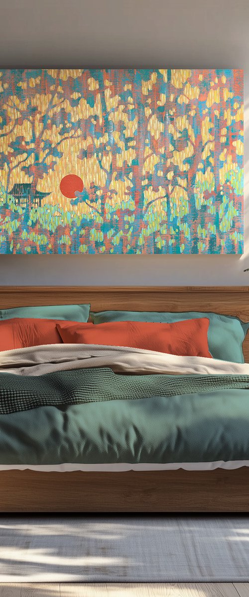 Warm Sunset in the Oriental Forest by Ekaterina Prisich