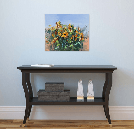 Blooming meadow,sunflowers.