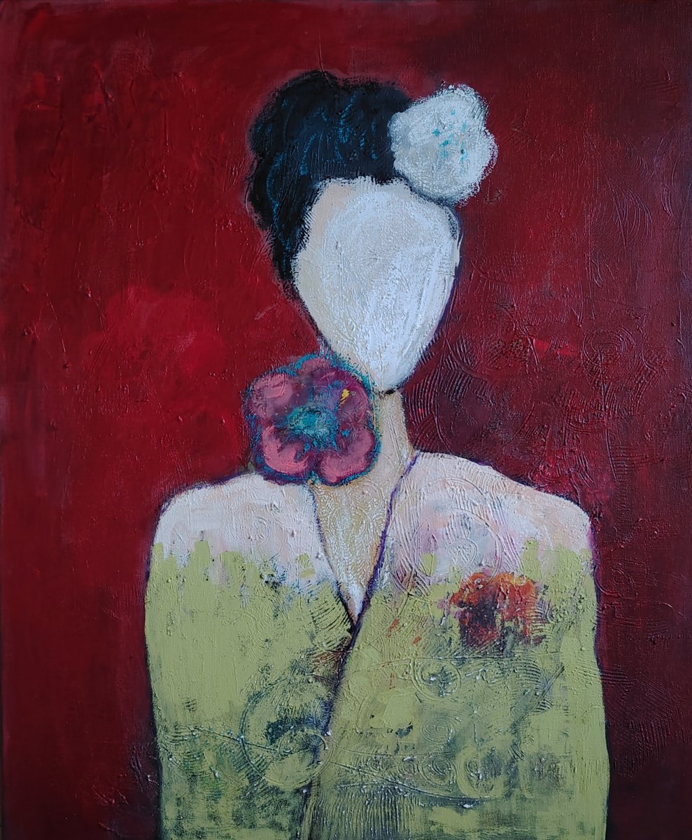 Impressionistic Portrait Painting By Kira K. Sadian, 20 X 24", Manequi N33, Original Artwork