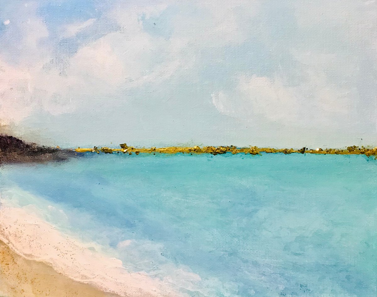 Abstract beach painting turquoise ocean Artfinder