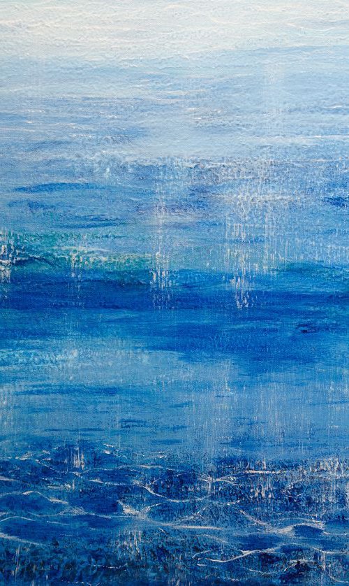 Submerged IV - seascape on stretched cotton canvas, unique frothing technique, ready to hang, 70x50cm by Silvija Horvat - NataDaMano