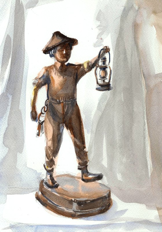 The boy with a lantern alla-prima painting -6