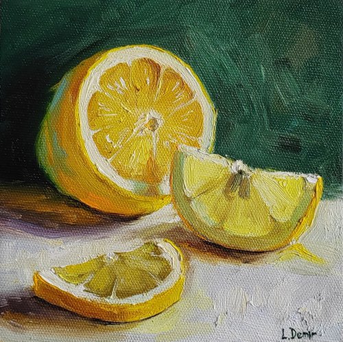 Lemon fruit mini still life by Leyla Demir