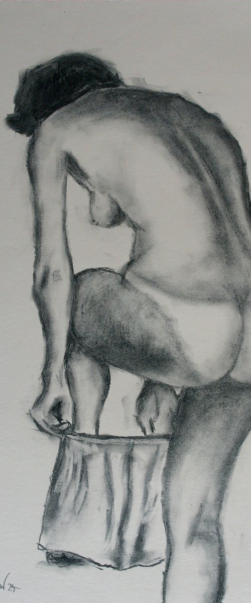 Female Figure #77 Charcoal by Juri Semjonov