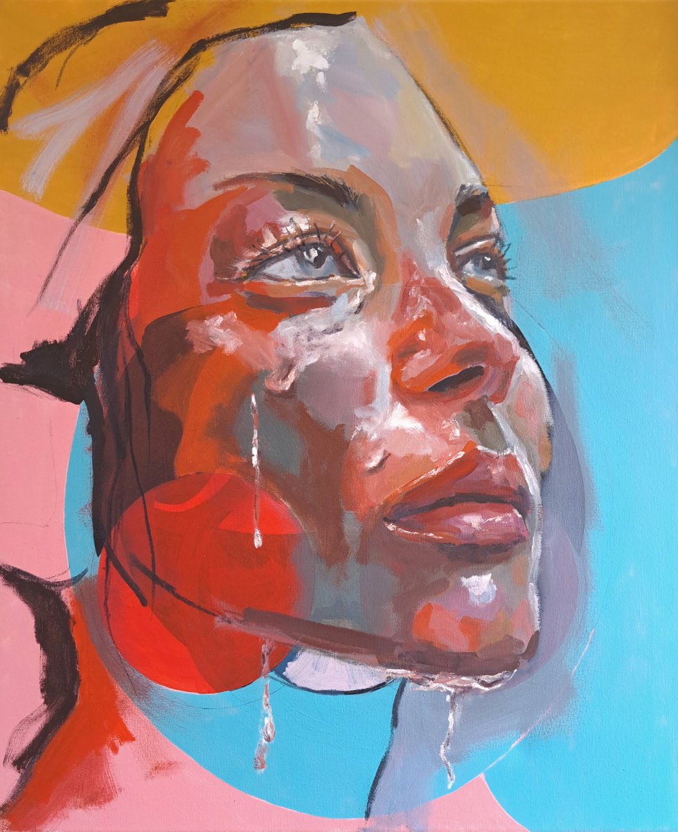 Expressive Portrait Painting By Lee Jenkinson, 20 X 24", August, Original Artwork