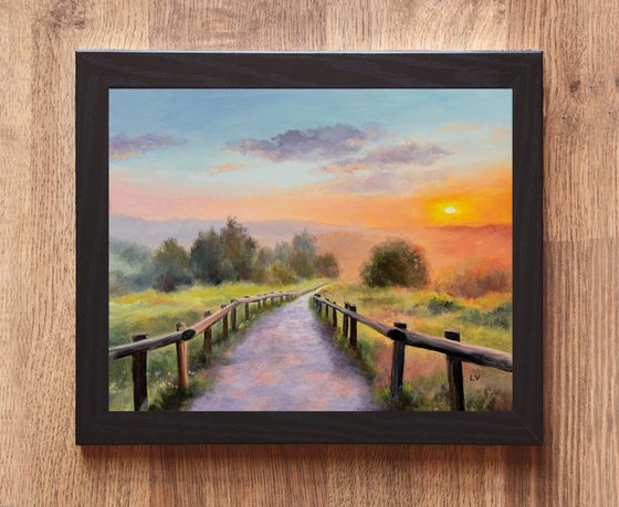 Peaceful rural path landscape