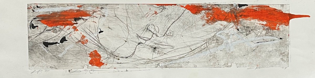 Expressive Portrait Ink Drawing By Eduard Belsky, 29 X 7, Both, Original Artwork