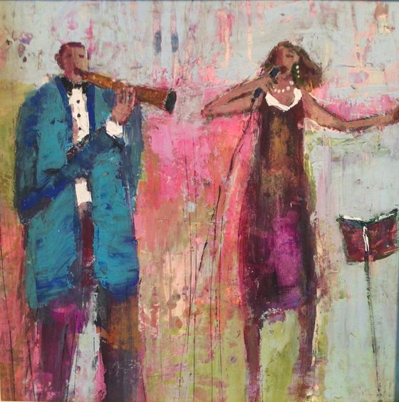 Three Musician Paintings Framed.  LOVE SONGS.