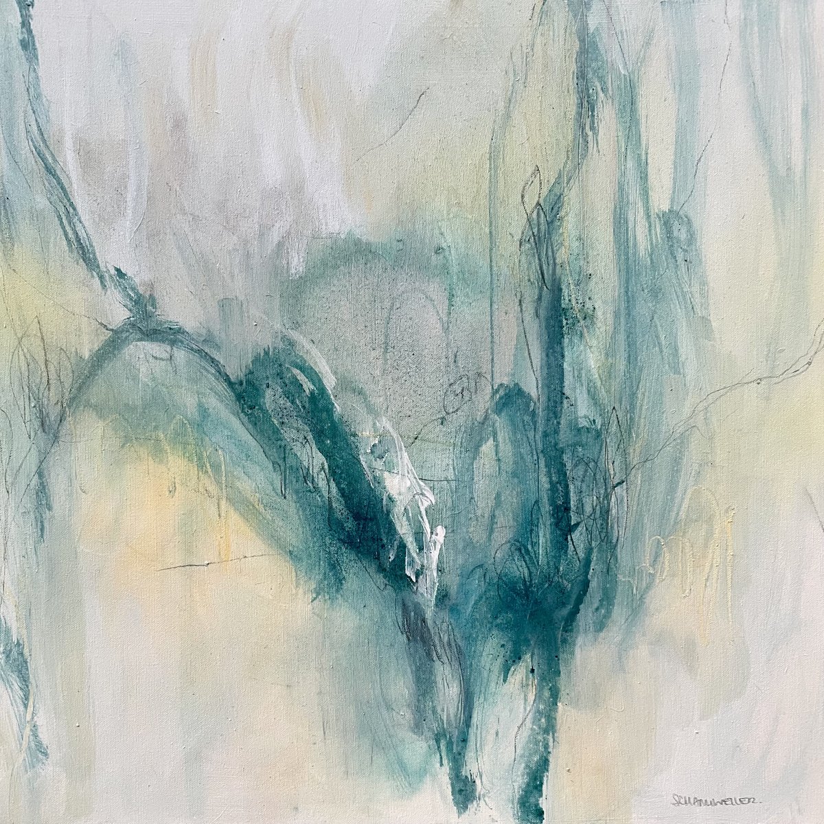 Never stop dreaming III I 60 x 60 cm I colorful abstract I square by Kirsten Schankweiler