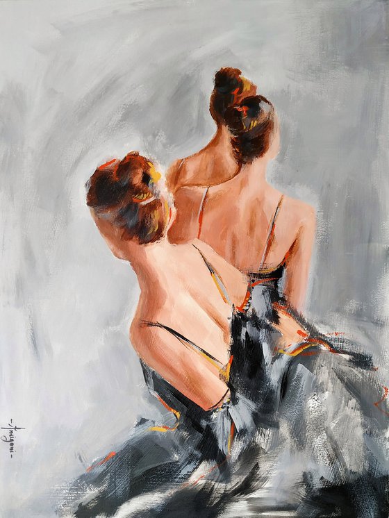 Backstage 5 -Ballerina Painting on MDF