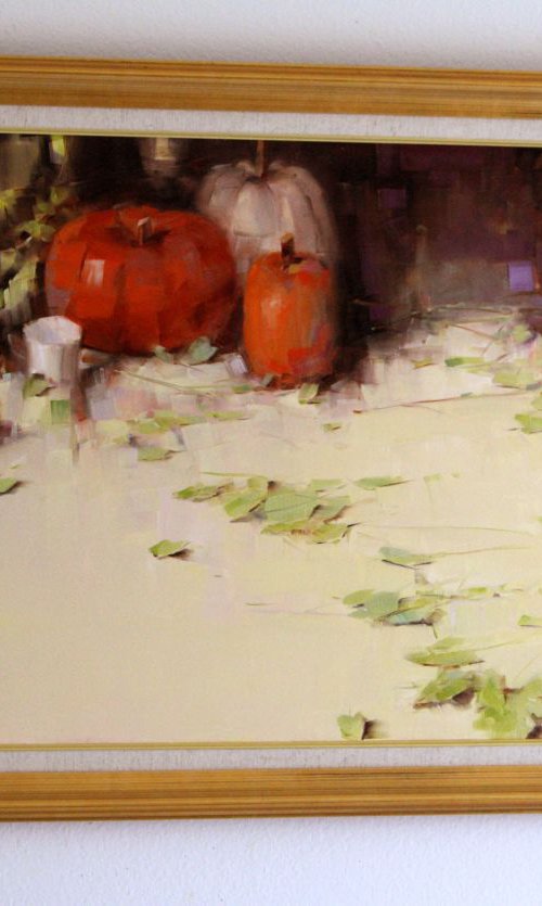 Still  Life with Pumpkins Original oil Painting Large size Framed by Vahe Yeremyan