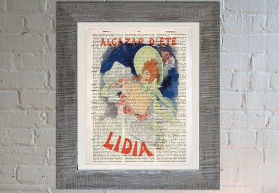 Alcazar d'Ete Lidia - Collage Art Print on Large Real English Dictionary Vintage Book Page