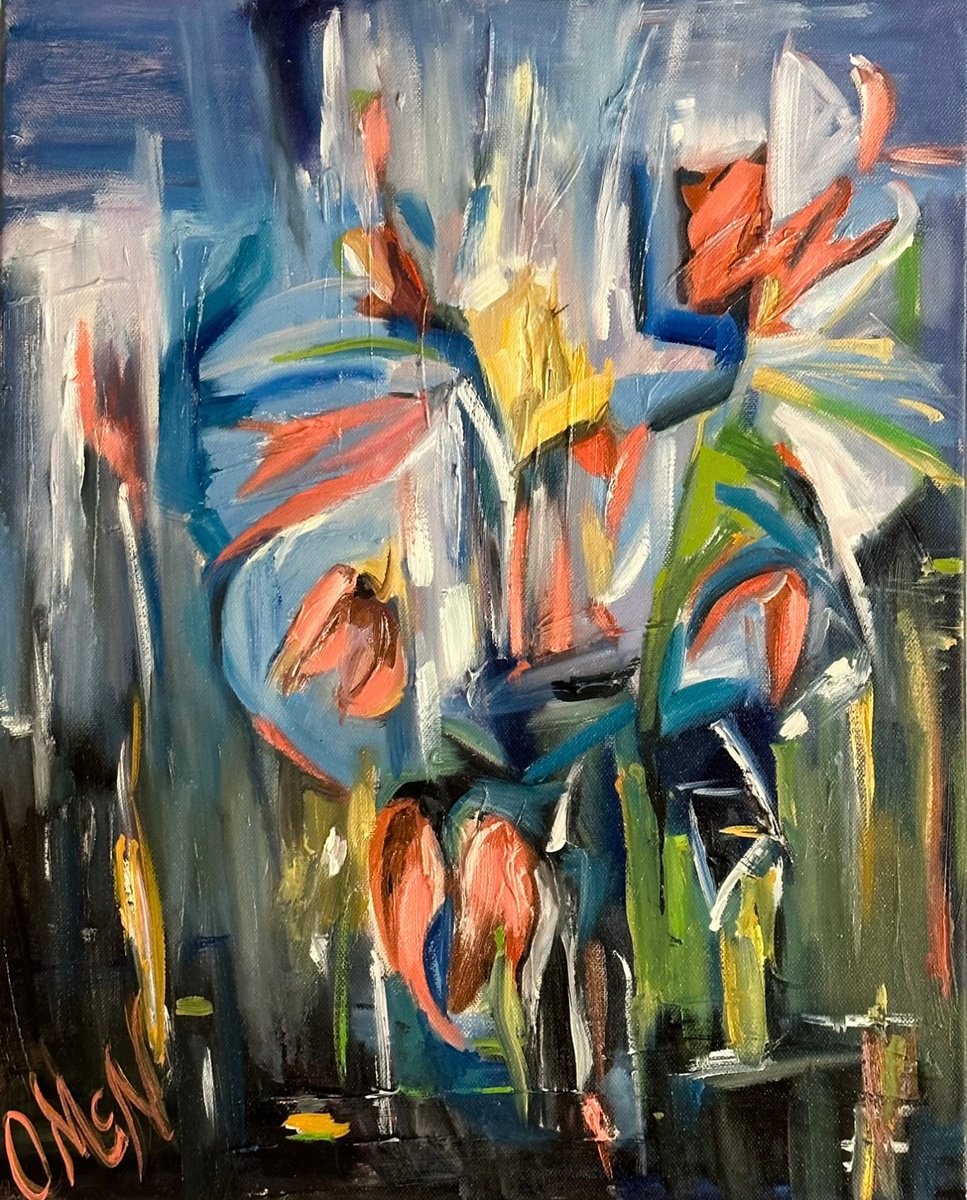 Abstract Oil Painting By Olga Mcnamara Biennaleartist, 16 X 20", Masters Of Our Own Fate, Original Artwork