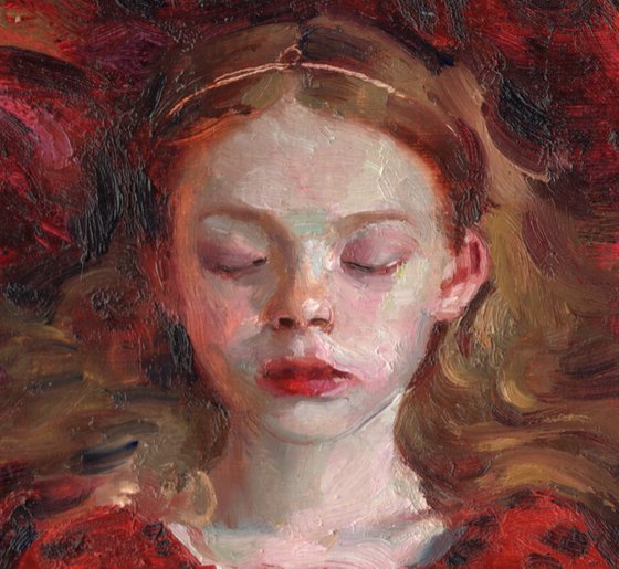 Scarlet Princess – Original Oil on Cardboard
