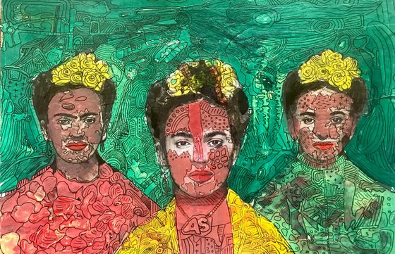 Three portraits of Frida
