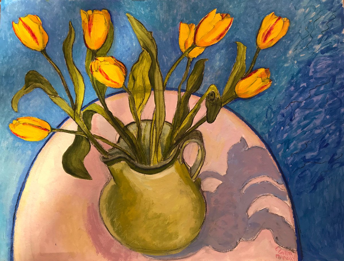 Yellow/Red Stripe Tulips by Christine Callum McInally
